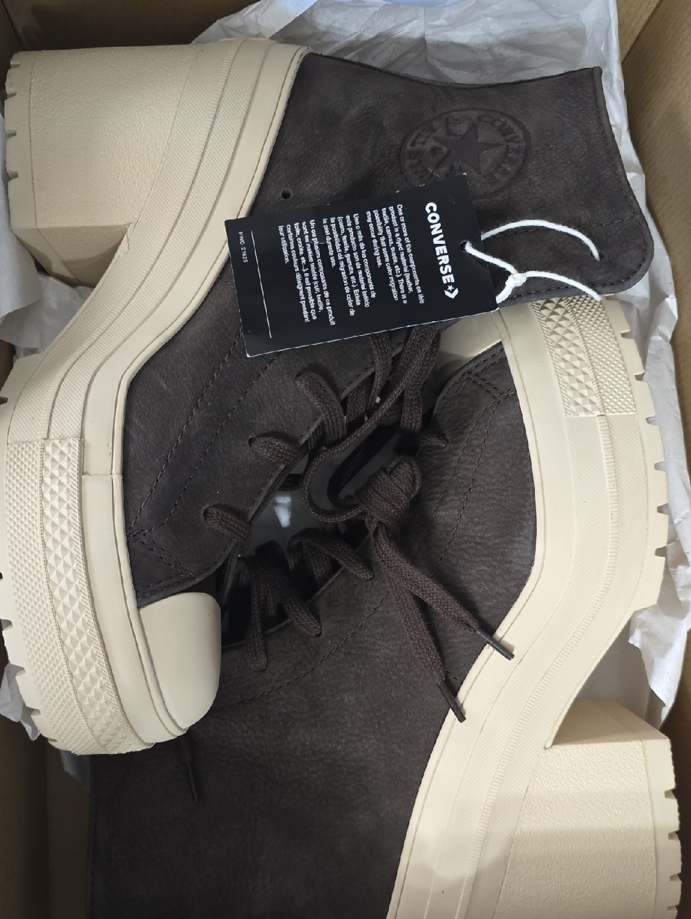 Converse Brown Platform High-Top Lace-Up Boots NWT